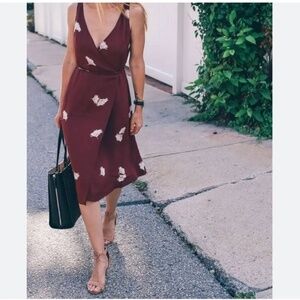 Ann Taylor Burgundy Midi Wrap Dress 2P
